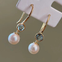 wholesale S925 Sterling Silver Red Elk Freshwater Pearl Ear Hook Drop, Gentle and Exquisite, Fashionable, Versatile, and Suitable for Everyone, Perfect for Commuting and Everyday Wear-BE0041-Gold 925 Silver