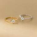 wholesale S925 Sterling Silver Small Fresh Sweet Style Design Personality Inlaid Diamond Four-Leaf Flower Fine Ring R02153-0-4