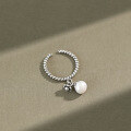 wholesale S925 Sterling Silver Korean Style Vintage-Inspired Twisted Rope with Natural Freshwater Pearl Ring-0-0