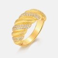 wholesale S925 Sterling Silver Gold-Plated Zircon Knitted Twist Ring for Women, Ins Minimalist Style Cross-Border Jewelry-0-2