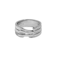 wholesale S925 sterling silver minimalist three-layer textured line open ring for women, Korean version, small and unique design, versatile-Platinum [No. 11/Adjustable]>Opening adjustable