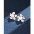 wholesale 925 Sterling Silver High-End Zircon Flower Freshwater Pearl Earrings for Women, Small Batch Design Earrings, Luxury Elegant Accessories-0-3