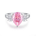 wholesale S925 Sterling Silver Women's Ins Style Cross-Border Pink Sugar Cube Ring High Carbon Diamond Ice-Cut Gemstone Wholesale-0-6