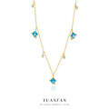 wholesale S925 Sterling Silver Cross-Border Sea Blue Zircon Necklace-0-0