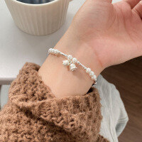 wholesale S925 Sterling Silver Fresh and Sweet Ins Style Niche Design Lily of the Valley Pearl Bamboo Bracelet S7935-S925 Silver Bracelet 925 Silver