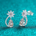 S925 Sterling Silver Moissanite Waterdrop Petal Earrings for Women-0-0