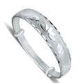 wholesale 999 Pure Silver Pisces Lotus Silver Bracelet for Women, Adjustable Solid Silver Bangle, Mother's Silver Jewelry, Elderly Silver Bracelet-0-4