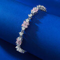wholesale 925 Silver Metal Material, Mu Jing Jewelry New Small Pink Diamond Bracelet, Daily Classic Fashion OL Live Streaming Hit-0-3