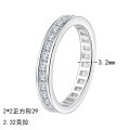 S925 Sterling Silver Full Moissanite Square Row Ring, Dainty and Versatile-0-3
