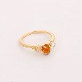 wholesale Metal material: 925 silver gold plated Dunli Jewelry new vintage gemstone ring for women, featuring natural orange garnet and white crystal-0-2