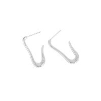 wholesale S925 Sterling Silver HED598 Korean INS Dongdaemun Original Niche Design Minimalist Versatile U-Shape Textured Stud Earrings for Women-Silver [with sterling silver ear plugs]  925 silver