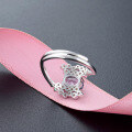wholesale S925 silver geometric open ring for women with crystal and diamond, oval-shaped, from Korea's Dongdaemun-0-1