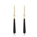 wholesale S925 sterling silver new tassel long elegant earrings with black zirconia exaggerated statement earrings for wholesale-0-5