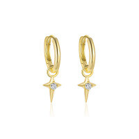wholesale S925 Sterling Silver Geometric Zircon Earrings For Women, Minimalist French Style-E4800-Gold/Pair 925 Silver