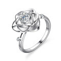 Silver Moissanite Ring Six-Prong Petal Design Women's Fashion Live Stream Supply-0-4