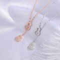 wholesale S925 Silver Double Gourd Necklace, Light Luxury Niche Design, Ins-style Elegant Collarbone Chain, Factory Direct Supply-0-1