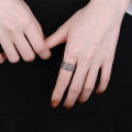 wholesale S925 Sterling Silver Korean Style Ins Minimalist Simple Line Twist Cross Wrapped Geometric Open Ring-0-3