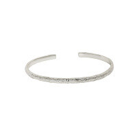 wholesale S925 Sterling Silver, Korean Version Ins Indie Design Minimalist Irregular Surface Gold Silver Foil Textured Bracelet for Women-Silver plus electrophoresis 925 silver