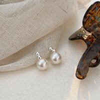 wholesale S925 Sterling Silver Pearl Ear Studs for Women, New Korean Style Ethereal Elegant Versatile Earrings-Sterling silver