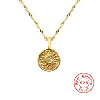 wholesale K925 Silver Gold-Plated Sun Moon Pendant Necklace, Women's Creative INS Choker-Gold