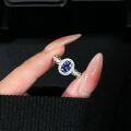 wholesale Metal: 925 Sterling Silver New Classic Oval 5*7 Zirconia Ring with Synthetic Sapphire, Cross-Border Best-Seller-0-1