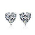 wholesale [18K White Gold] Kwai Douyin Internet Celebrity Live Broadcast Source D Color Moissanite Heart Stud Earrings Classic Three-Prong Earring Wholesale-0-2