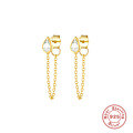 wholesale S925 Sterling Silver Minimalist Chain Back Earrings with Waterfall Crystal Accents-0-5