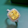 wholesale S925 silver, 8*8 chunky square yellow zircon high-carbon diamond ring for women, foreign trade cross-border-0-2