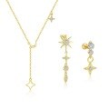 wholesale S925 Sterling Silver French-style Star And Moon Micro-inlaid Earrings With Tassel Necklace For Cross-border Wholesale-0-0
