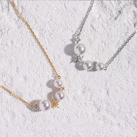 wholesale S925 sterling silver red elk full-body North Star pearl necklace, fashionable and unique pendant, versatile for daily wear, lightweight luxury-BX0100-Gold 925 Silver