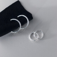 wholesale S925 silver chased filigree full star ear clips Korean version ins minimalist basic style ear hoops ear accessories G9153-S925 silver pair 14mm
