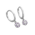 wholesale S925 Sterling Silver Floral Pendant Hoop Earrings with Sweet and Delicate Petal Diamond Accents in Ins Style-0-16