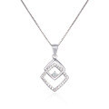 wholesale S925 Sterling Silver Diamond-Encrusted Necklace, Creative Design Pendant, Women's Rhombus Patchwork Collarbone Chain-0-5