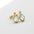 wholesale S925 metal source manufacturer wholesale fresh and sweet inlaid sky blue glass white shell white zircon earrings-0-3