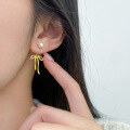 wholesale S925 Sterling Silver Fresh and Sweet Niche Design Exquisite Bow Pearl Stud Earrings M06203-0-1