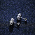 S925 Silver Moissanite Rectangular Emerald Earrings, Fine Jewelry Quality-0-1