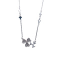 wholesale S925 Sterling Silver Early Spring Lucky Clover Flower Diamond Inlaid Necklace Fashion High-End Sense Light Luxury Valentine's Day Collarbone Chain-0-4
