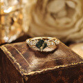 wholesale Metal: S925 Silver Plated with 14K Gold Dunli Jewelry New Square Moss Agate Ring, Fashion Retro Ring-0-3