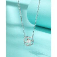 wholesale 925 Sterling Silver Freshwater Pearl Necklace for Women, Spring and Summer Small and Exquisite High-End Sense Versatile Simple Flower Pendant Collarbone Chain-Freshwater Pearl Necklace White Gold &gt; 925 Silver