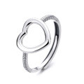 wholesale S925 Sterling Silver Minimalist Ins Style Open-Ended Hollow Heart Design Ring, Versatile and Bestselling-0-4