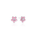 wholesale S925 Sterling Silver Korean Fashion Niche Design Sweet Floral Stud Earrings with Zirconia and Drip Enamel-0-4