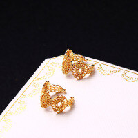 wholesale S925 Silver Vintage Baroque Lace French Earrings Fashion Hollow Sunflower Ear Cuff for Non-Pierced Ears - Single Piece-Sunflower Ear Cuff - Single 925 Silver