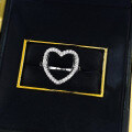 wholesale S925 Silver White Gold Openwork Heart-shaped Ring with Surrounding Pavé and Petite Elegant Style for Cross-Border Live Streaming and Xiaohongshu-0-2