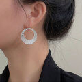 wholesale S925 Sterling Silver Exaggerated Minimalist Style Circle Earrings, European and American Bold Versatile Design Ear Cuffs-0-2