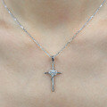 wholesale S925 Sterling Silver Moissanite Cross Necklace with Infinity Symbol Fashion Trendy Minimalist Pendant Collarbone Chain-0-3
