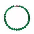 wholesale 925 Silver Gold-Plated Chain Necklace with Diamond Card, Barbara Hutton Natural Green Agate Beaded Pendant for Women-0-5