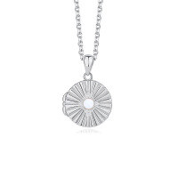 wholesale 925 Sterling Silver Wholesale: Opal Locket Pendant, Pearl Necklace, Minimalist European Style-A2825-White Gold Opal Stone 925 Silver