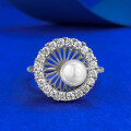 wholesale S925 silver new natural pearl ring for women, wealth-attracting treasure basin with dynamic pearl-0-0