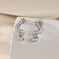 wholesale S925 Sterling Silver Zircon Earrings, Cross-Border Hot-Selling Niche Fashion-Inspired Card-Style Full Diamond Stud Earrings for Wholesale-0-1