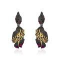 wholesale S925 silver designer high-end gemstone earrings, Georgian-inspired style, natural rose garnet drop earrings-0-4